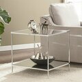 Homeroots 22 in. Glass & Iron Square Mirrored End Table Chrome 402493
